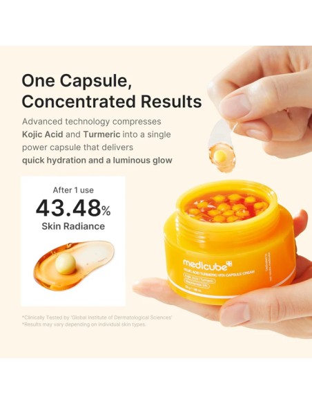 MEDICUBE Kojic Acid Turmeric Vita Capsule Cream - Crema con Microcápsulas