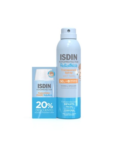 ISDIN PEDIATRICS Pack Fusion Water Facial SPF 50 50 ml + Transparent spray corporal SPF 50 250 ml
