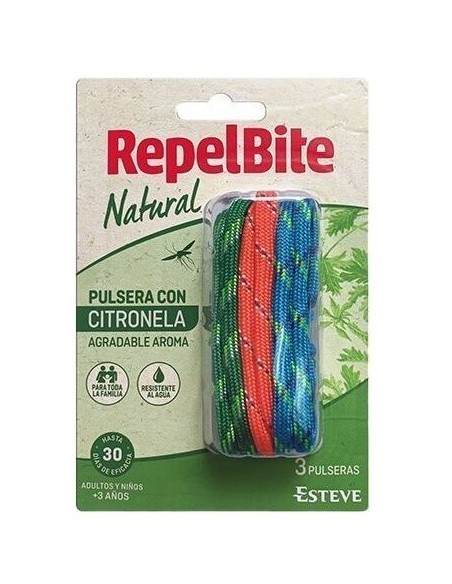 REPELBITE Natural Pulseras con Citronela 3 unidades