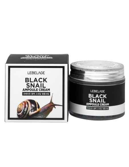 LEBELAGE Black Snail Ampoule Cream - Crema Facial Regeneradora Antiedad 70 ml