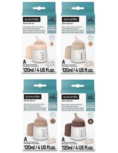 SUAVINEX ZERO ZERO Biberón Anticólico Flujo Adaptable A 120 ml