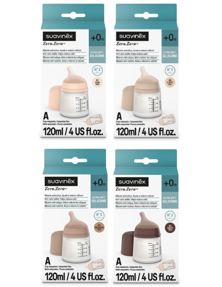 SUAVINEX ZERO ZERO Biberón Anticólico Flujo Adaptable A 120 ml