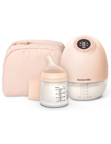 SUAVINEX Mothering Extractor de Leche Eléctrico Manos Libres + Biberón Zero Zero Anticólico 120 ml