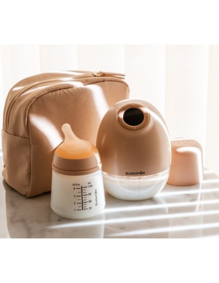 SUAVINEX Mothering Extractor de Leche Eléctrico Manos Libres + Biberón Zero Zero Anticólico 120 ml