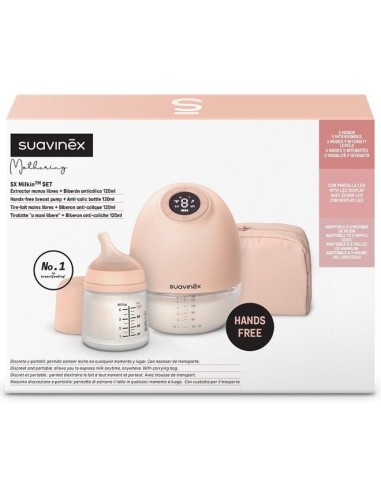 SUAVINEX Mothering Extractor de Leche Eléctrico Manos Libres + Biberón Zero Zero Anticólico 120 ml