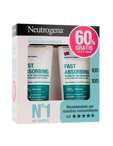 NEUTROGENA Pack Duplo Crema de Pies Hidratante Fast Absorbing 2 x 100 ml