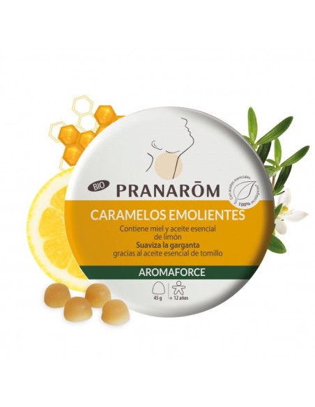 PRANARÔM AROMAFORCE Caramelos Emolientes Miel y Limón 45 g