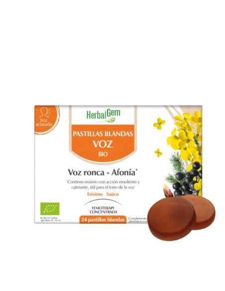 HERBALGEM Voz Ronca Afonía BIO 24 patillas blandas