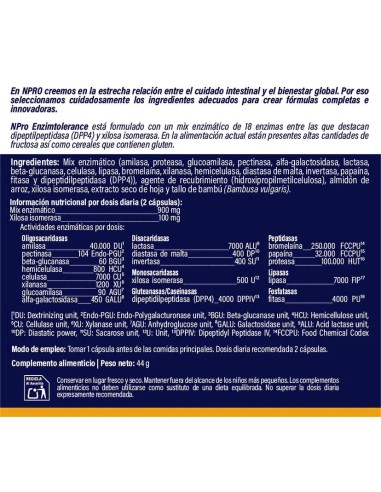 NPRO Enzimtolerance 60 cápsulas