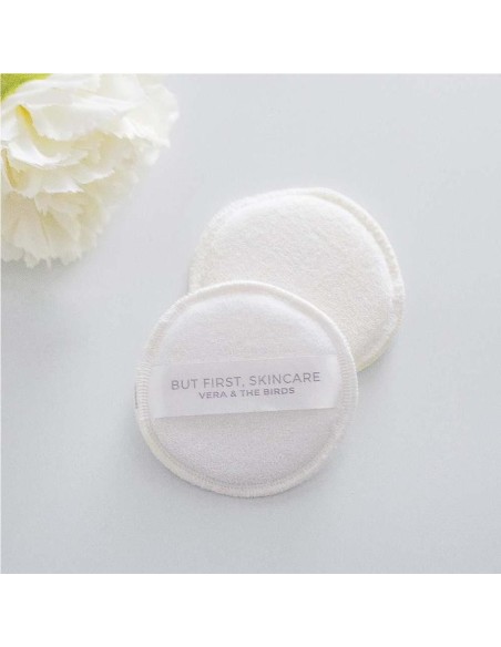 Vera & the Birds discos blancos desmaquillantes de algodón reutilizables 2 unidades