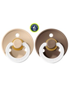 BIBS COLOUR Chupete Noche Vainilla Glow / Dark Oak 2 unidades tetina redonda de goma natural