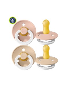 BIBS Colour chupete noche blush/vainilla 2 unidades tetina redonda goma natural