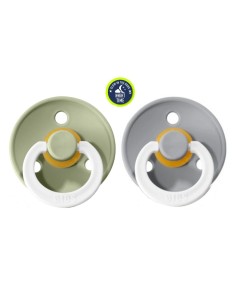 BIBS COLOUR Chupete Noche Sage / Cloud 2 unidades tetina redonda goma natural