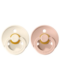 BIBS Colour chupete día ivory/blush 2 unidades tetina redonda goma natural