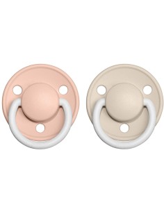 BIBS Colour chupete noche blush/vainilla 2 unidades tetina redonda de goma natural