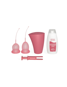 ENNA cycle kit iniciación 2 copas menstruales talla S con aplicador, recipiente y gel lubricante 2