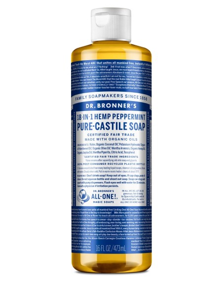 DR. BRONNER'S PURE-CASTILE SOAP 18-in-1 Jabón de Castilla Líquido de Menta 475 ml