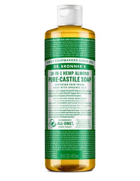 DR. BRONNER'S PURE-CASTILE SOAP 18-in-1 Jabón de Castilla Líquido de Almendras 475 ml