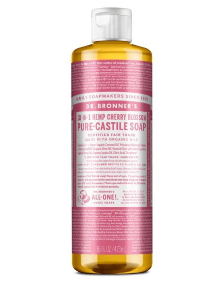 DR. BRONNER'S PURE-CASTILE SOAP 18-in-1 Jabón de Castilla Líquido de Flor de Cerezo 475 ml
