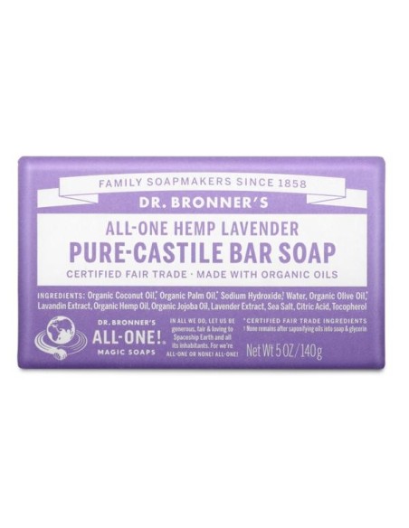 DR. BRONNER'S PURE-CASTILE ALL-ONE Jabón de Castilla Pastilla de Lavanda 140 g