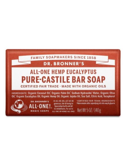 DR. BRONNER'S PURE-CASTILE ALL-ONE Jabón de Castilla Pastilla de Eucaliptus 140 g