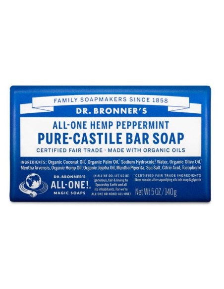 DR. BRONNER'S PURE-CASTILE ALL-ONE Jabón de Castilla Pastilla de Menta 140 g