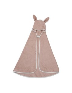FABELAB toalla de bebé con capucha conejito rosa empolvado de bambú y algodón orgánico