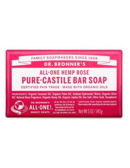 DR. BRONNER'S PURE-CASTILE ALL-ONE Jabón de Castilla Pastilla de Rosa 140 g