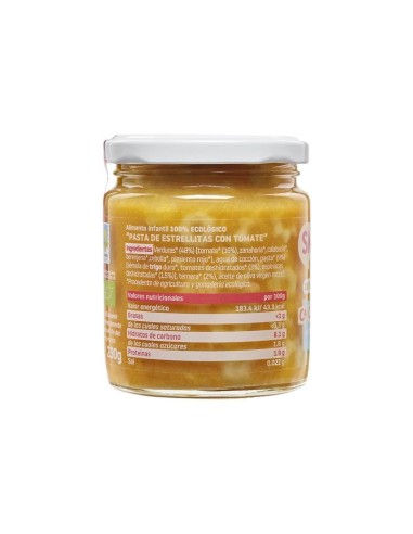 SMILEAT Tarrito Cachitos Estrellitas con Tomate 230 g ECO