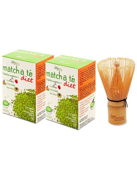 MATCHA TÉ DIET Duplo 14 Sobres + batidor de bambú de regalo.