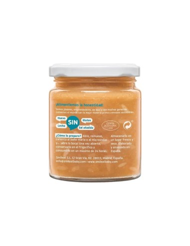 SMILEAT Tarrito Cachitos Arroz Integral con Salmón y Guisantes 230 g ECO