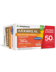 ARKOPHARMA Arkoreal Vitaminada Energía y defensas jalea real fresca sin azúcares Pack 2 x 20 ampollas 300 ml ARKOPHARMA Arkoreal Vitaminada Energía y defensas jalea real fresca sin azúcares Pack 2 x 20 ampollas 300 ml