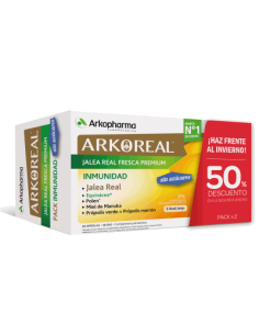 ARKOPHARMA Arkoreal Inmunidad jalea real fresca premium sin azúcares Pack 2 x 20 ampollas 300 ml ARKOPHARMA Arkoreal Inmunidad jalea real fresca premium sin azúcares Pack 2 x 20 ampollas 300 ml