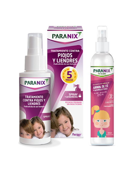 PARANIX Tratamiento Pack spray 100 ml + lendrera + spray acondiconador 250ml contra piojos y liendres