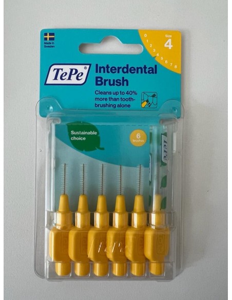 TEPE Cepillos interdentales ISO 0.7 mm color amarillo 6 unidades