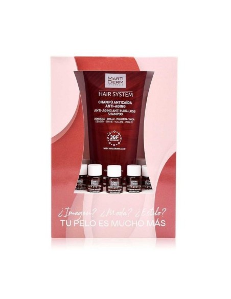 MARTIDERM Hair System Pack champú anticaída antiaging 200 ml + 28 ampollas anticaída