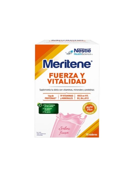 MERITENE Fuerza y Vitalidad Batido Fresa 15 sobres