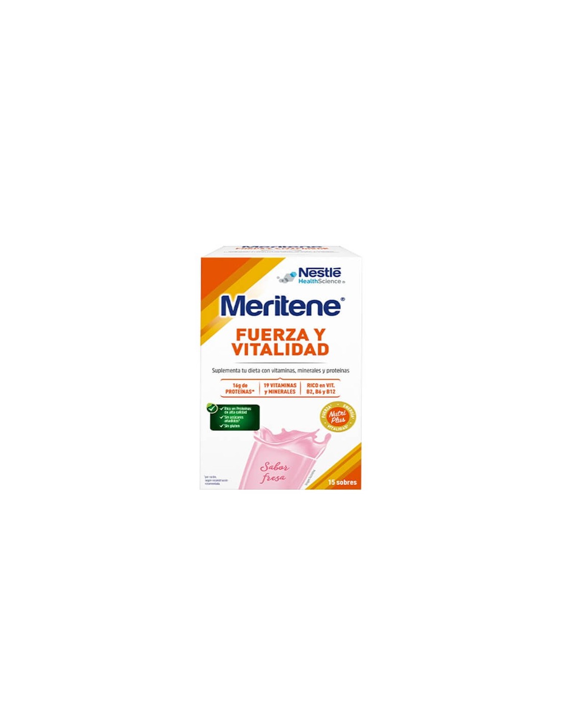 MERITENE Fuerza y Vitalidad batido Fresa 450g 15 sobres x 30g