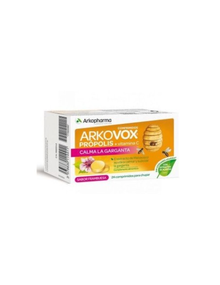 ARKOPHARMA Arkovox Própolis+ Sabor Frambuesa Vitamina C 24 comprimidos ARKOPHARMA Arkovox Própolis+ Sabor Frambuesa Vitamina C 24 comprimidos