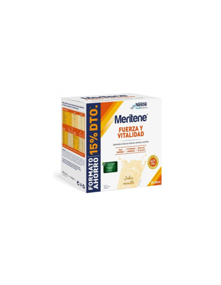 MERITENE Fuerza y Vitalidad Batido Vainilla 900g 30 sobres x 30g