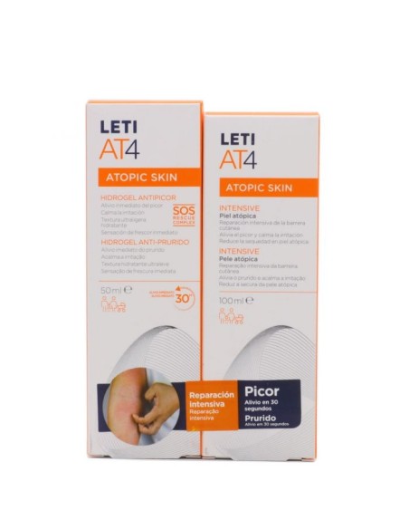 LETI AT4 Atopic Skin PACK SOS Hidrogel Antipicor 50 ml + Crema Intensiva Reparadora 100 ml