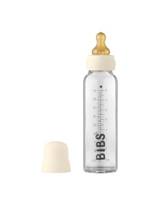 BIBS Set Completo Biberón de cristal con tetina de goma natural redonda ivory 225 ml