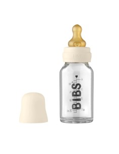 BIBS Set Completo Biberón de cristal con tetina de goma natural redonda ivory 110 ml