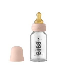 BIBS Set Completo Biberón de cristal con tetina de goma natural redonda blush 110 ml